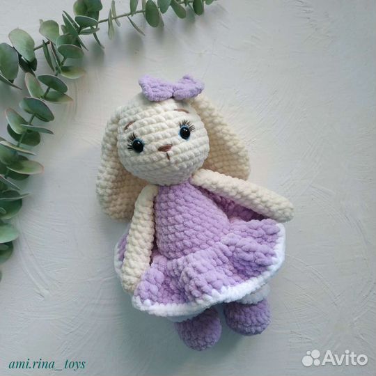 Плюшевые игрушки. Вязаный котик, тигр, зайка