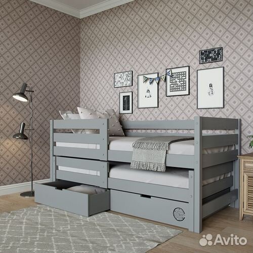 Детская кровать из березы с выдвижным местом