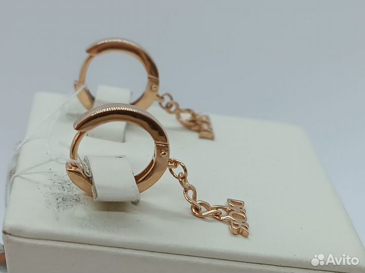 Золотые серьги кольца без камня 585*(Спутник юв)