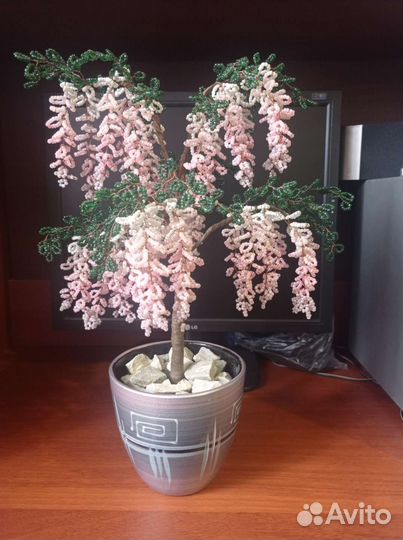 Дерево глициния из бисера. Ручная работа