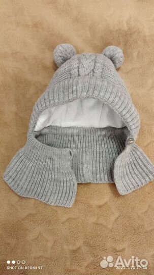 Зимняя шапочка для новорожденных Журавлик 38-40