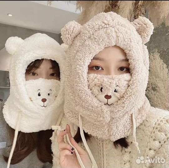Капор шапка мишка женская детская