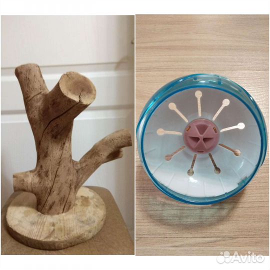 Кормушки, колёсико, ветка на подставке