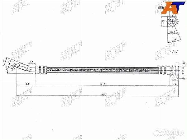 Шланг тормозной зад (Таиланд) hyundai IX35 09/tucs