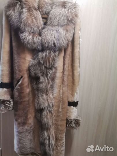 Шуба мутоновая 44 бежевый