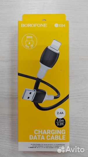 Кабель Lightning Borofone BX84, 1.0m 2.4A,черный