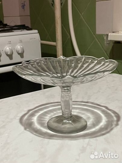 Ваза стеклянная для фруктов на ножке СССР