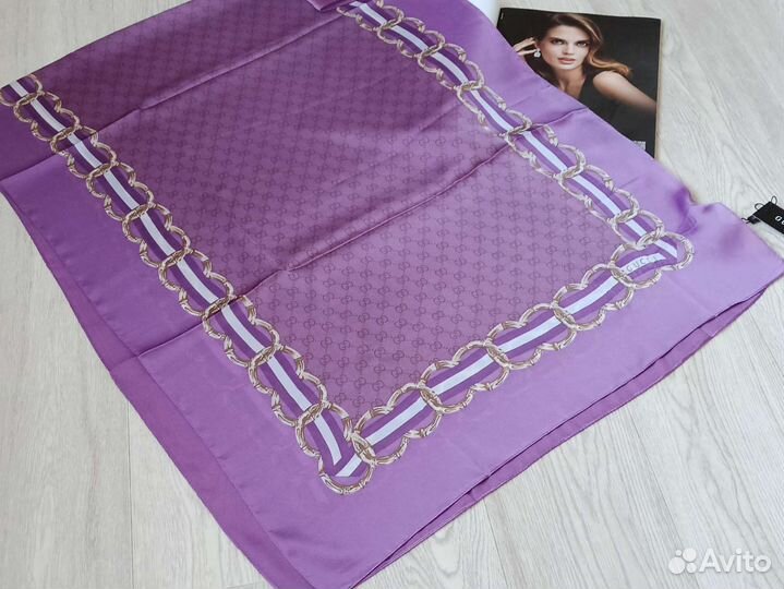 Палантин Шарф Шелк лёгкий Gucci фиолетовый