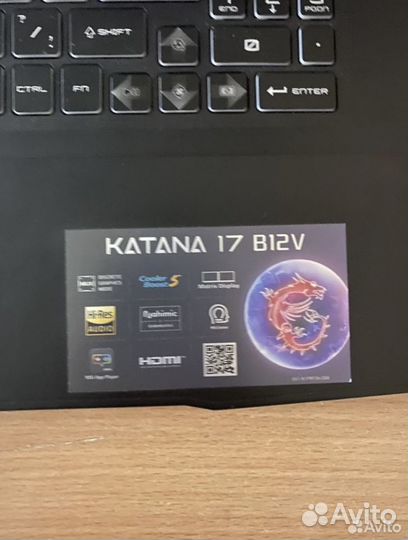 Ноутбук msi katana 17 b12vek-482xru