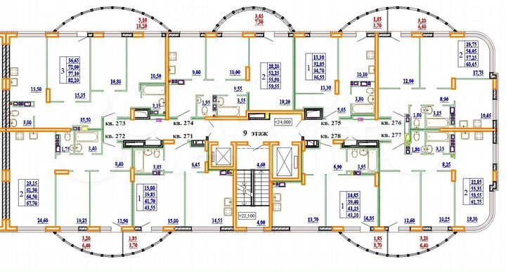 2-к. квартира, 60,5 м², 9/11 эт.
