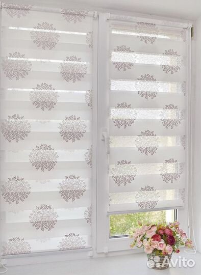 Рулонные шторы жалюзи день-ночь зебра