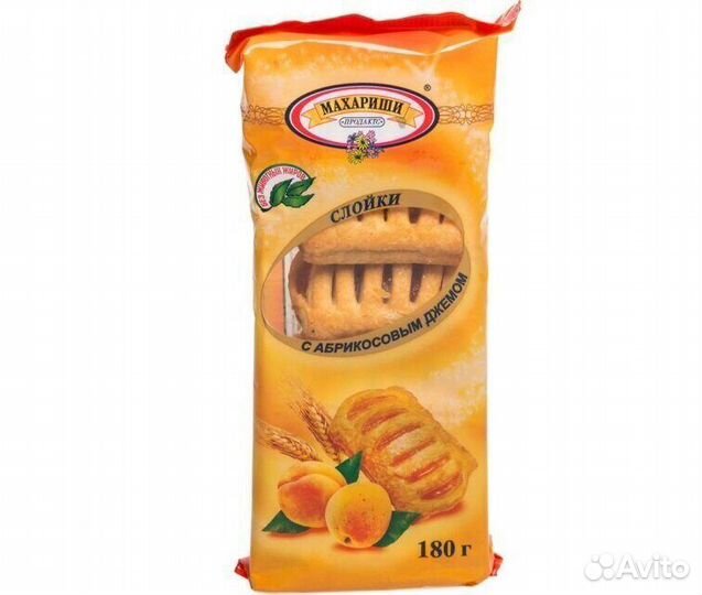 Слойки Махариши Абрикосовый джем с глазурью 180г