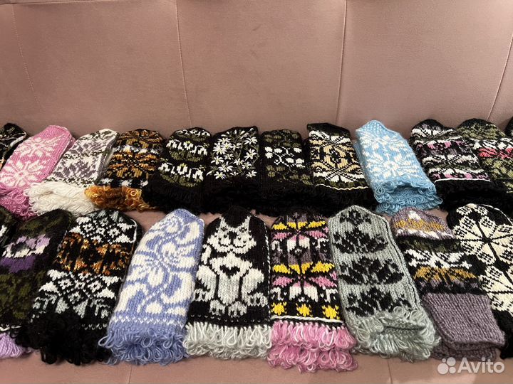 Варежки женские теплые вязаные. Ручная работа