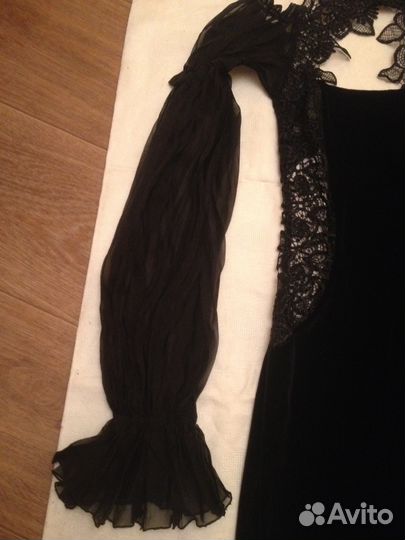 Платье-супер велюр+ кружево+шифон новое