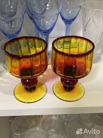 Рюмки СССР из цветного стекла