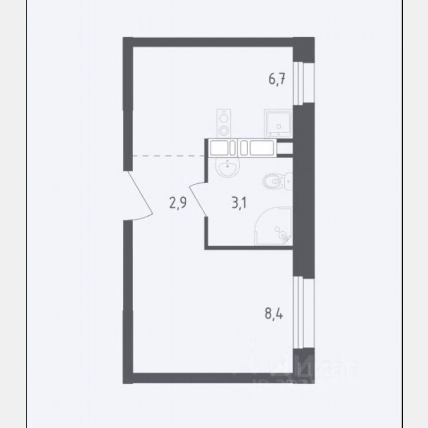 Квартира-студия, 21,1 м², 8/16 эт.