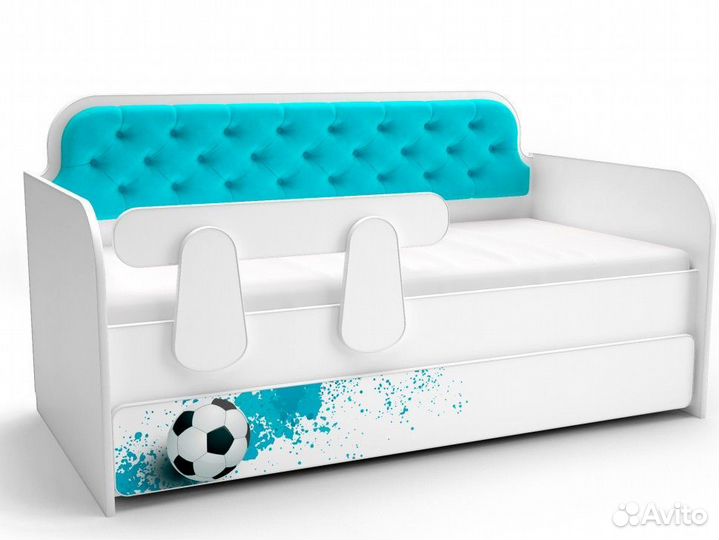 Кровать-тахта детская бирюза Футбол