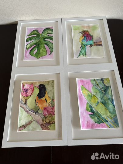 Сет тропики акварелью