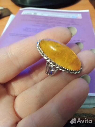 Кольцо с янтарем СССР