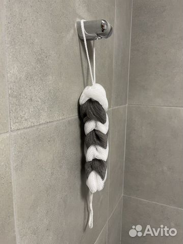 Мочалка оптом косичка бело-серая 100 штук