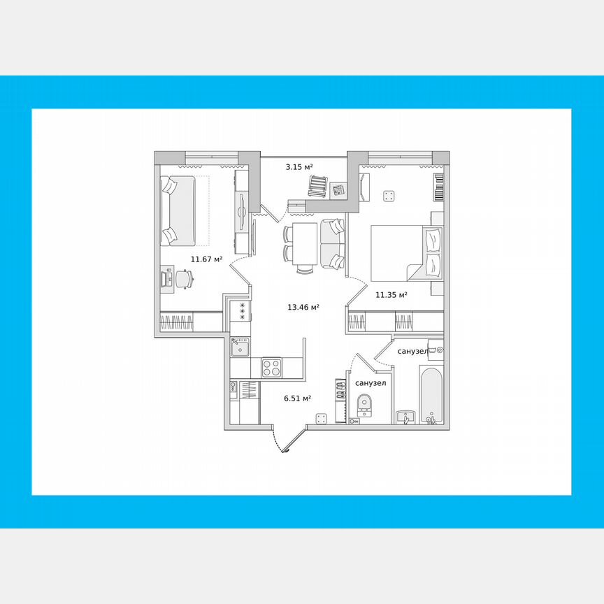 2-к. квартира, 48,3 м², 14/14 эт.
