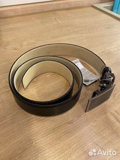 Ремень новый мужской кожаный черный 110 см