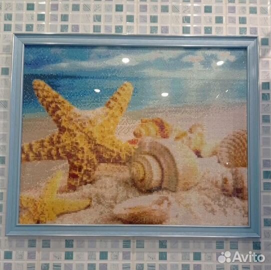 Мозаика алмазная без подрамника Морской берег