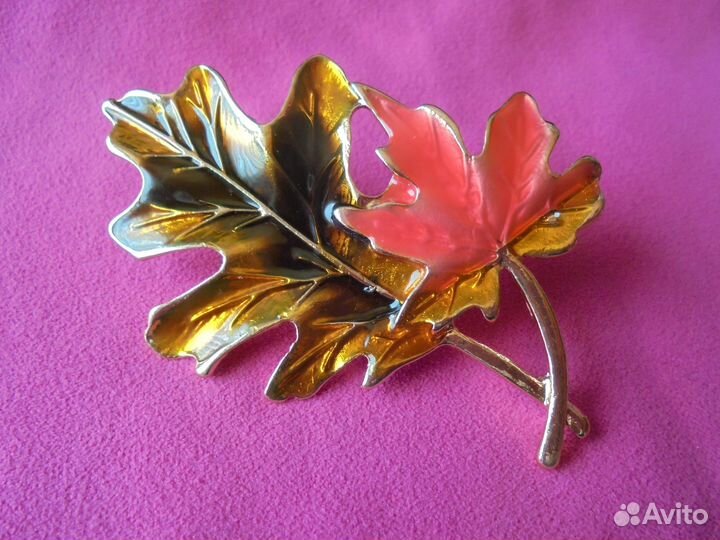 Брошь кленовые листья 7Х5 см дизайн испания
