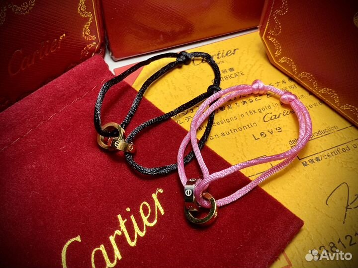 Cartier love браслет шелковая нить