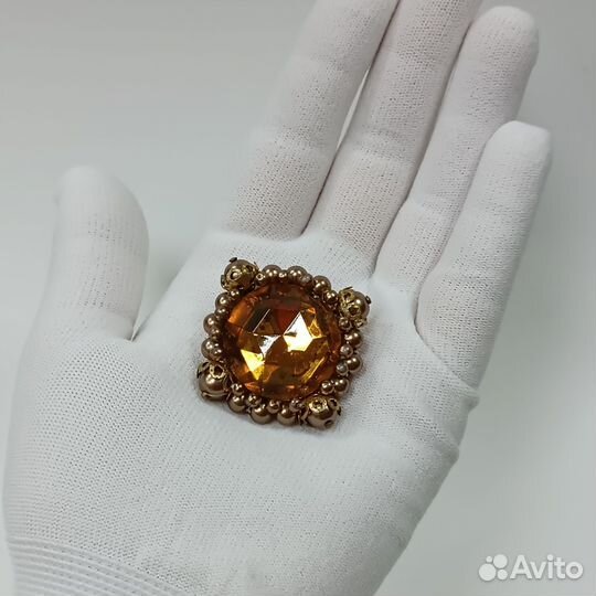 Винтажная Чешская Брошь Плетёная Крупный Леденец