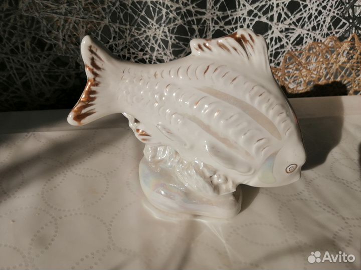 Фарфоровая статуэтка карп Дулево 54 год