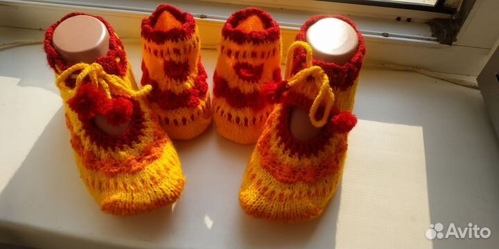 Вязаные следки-тапочки взрослыедетскиеручнаяработа