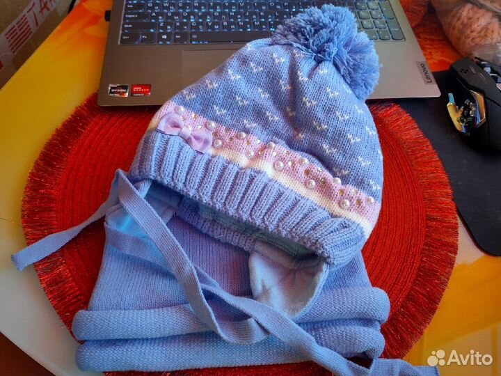 Новый комплект для девочки шапка + снуд