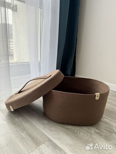 Корзина с крышкой из шнура