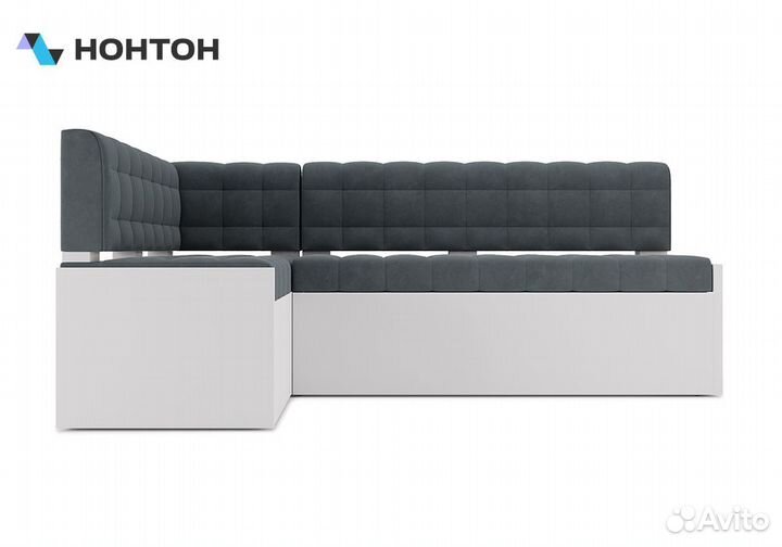 Кухонный угловой диван дельфин Ганновер велюр серо