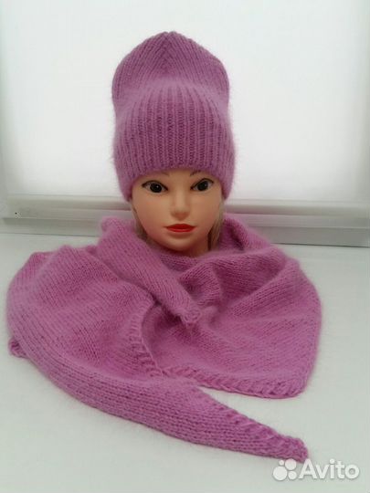 Шапка бини из пуха норки снуд бактус