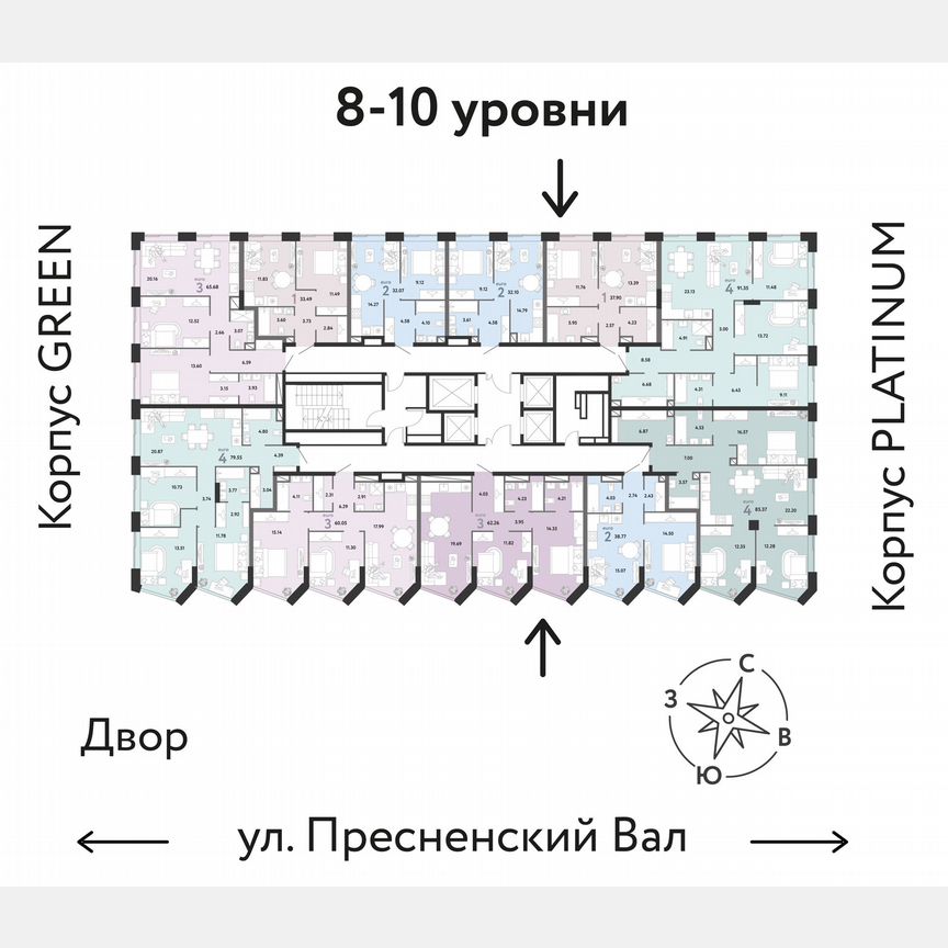 4-к. квартира, 91,4 м², 9/27 эт.