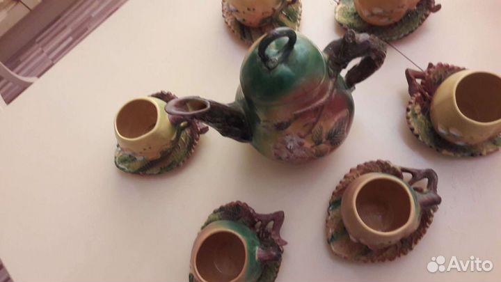 Сервиз чайный из глины, ручной работы