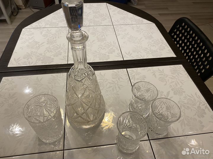 Графин хрустальный СССР винтаж, со стаканами