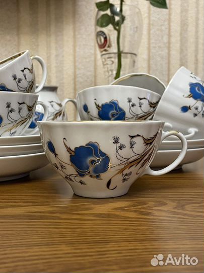 Чайный сервиз Дулево,Синий мак