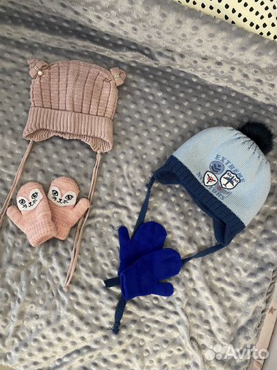 Комплект шапка и варежки