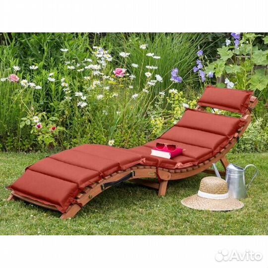Шезлонг лежак складной с матрасом