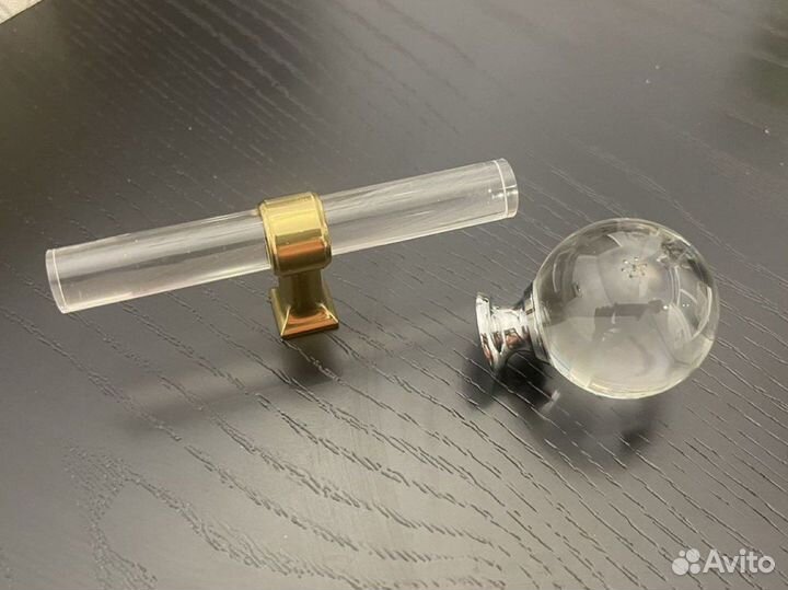 Ручки мебельные золото акрил, хром стекло