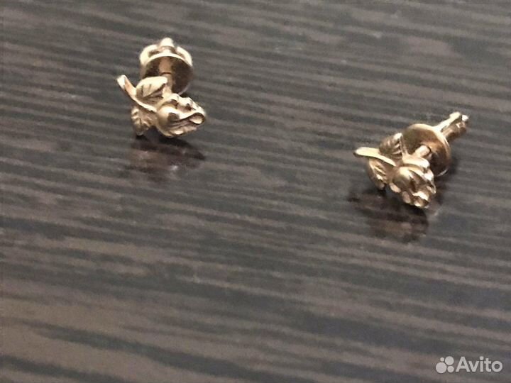 Новые золотые сережки гвоздики