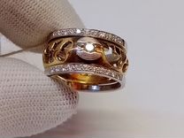 Шикарное золотое кольцо 750 жел с брил