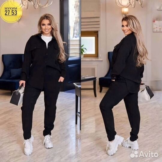 Женский костюм, вельветовый костюм, чёрный