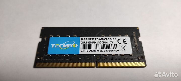 Новая Tecmiyo DDR4 16GB 3200 SO-dimm (чипы Micron)