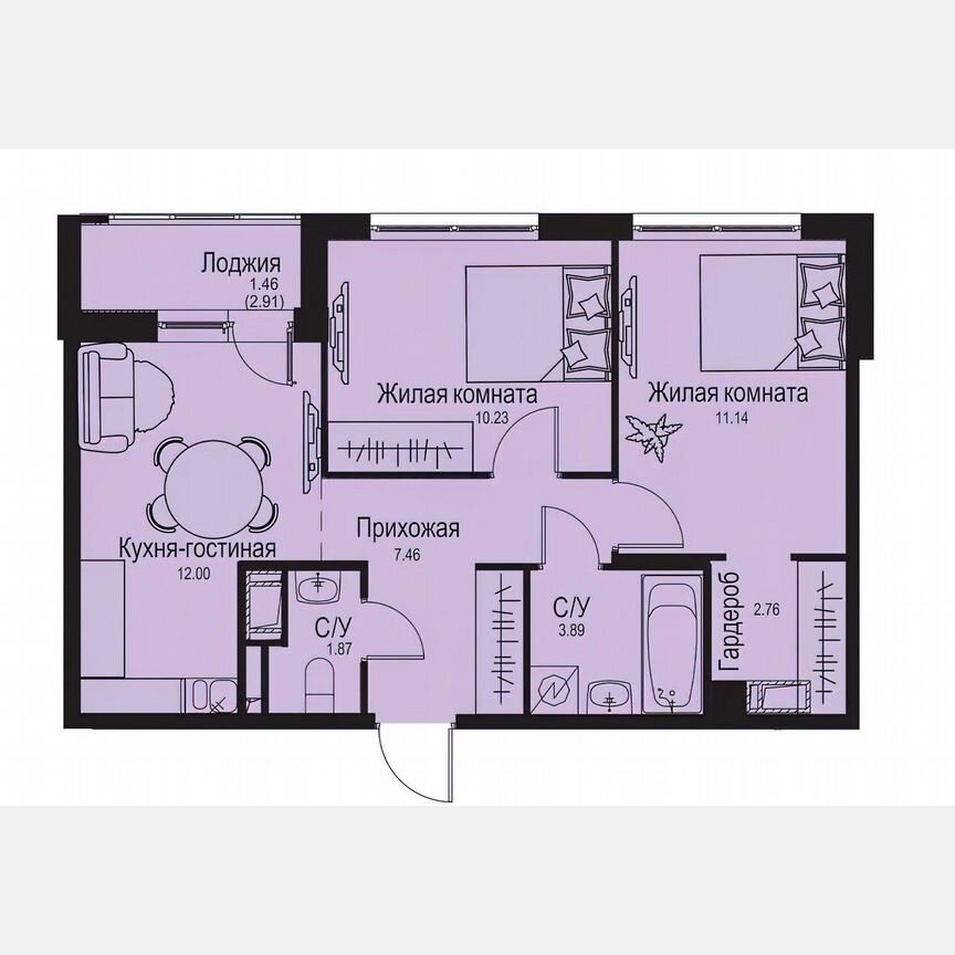2-к. квартира, 50,8 м², 9/9 эт.