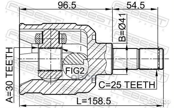 ШРУС внутренний 30X41X25 mitsubishi lancer 00