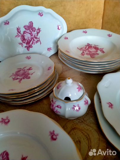 Сервиз столовый «Роза» Богемия Чехословакия 40пред